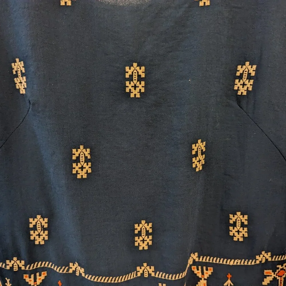 Anthropologie Floreat Teal Embroidered "Avian Myth" Shift Dress - Picture 4 of 12